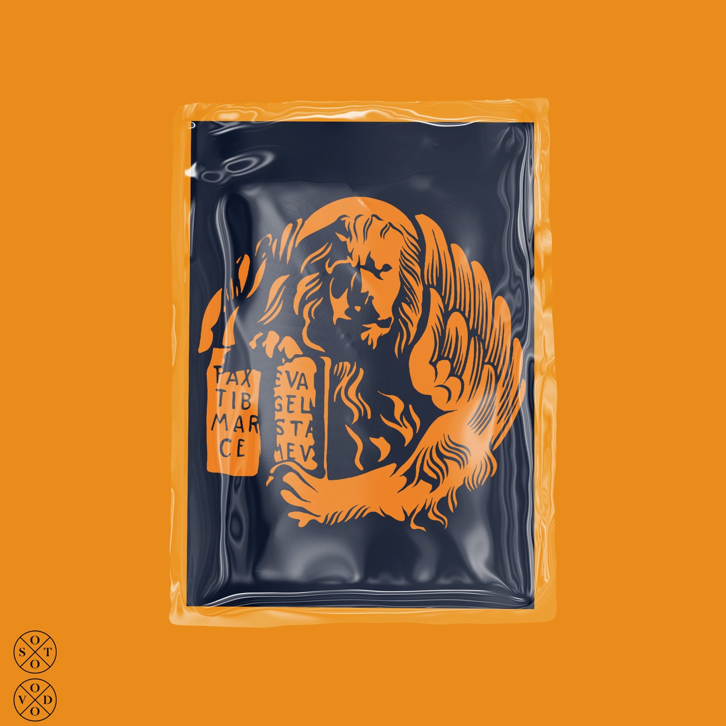 Tshirt blu "Moeca" arancio