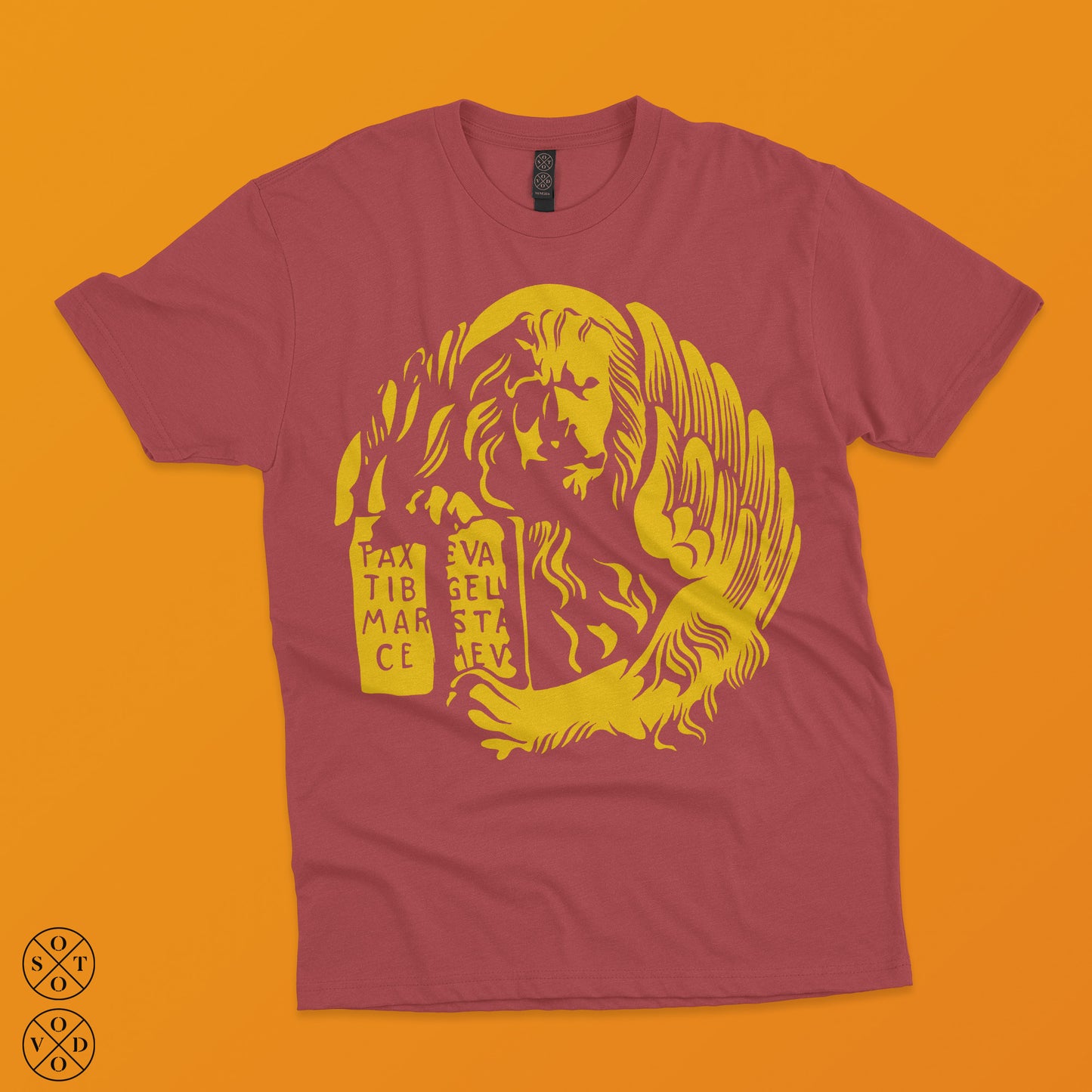 Tshirt rossa "Moeca" gialla