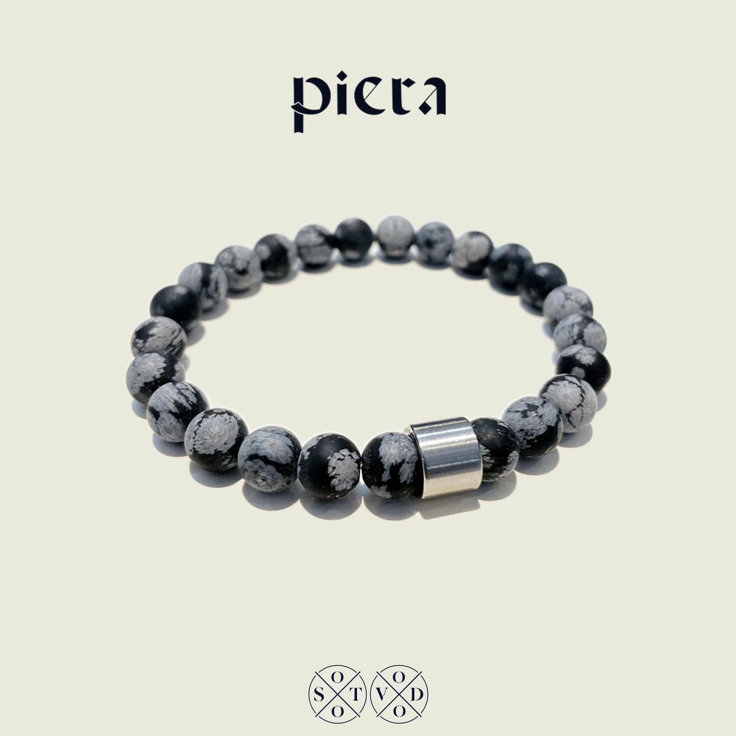 Piera Ossidiana "Snowflake" (8mm)